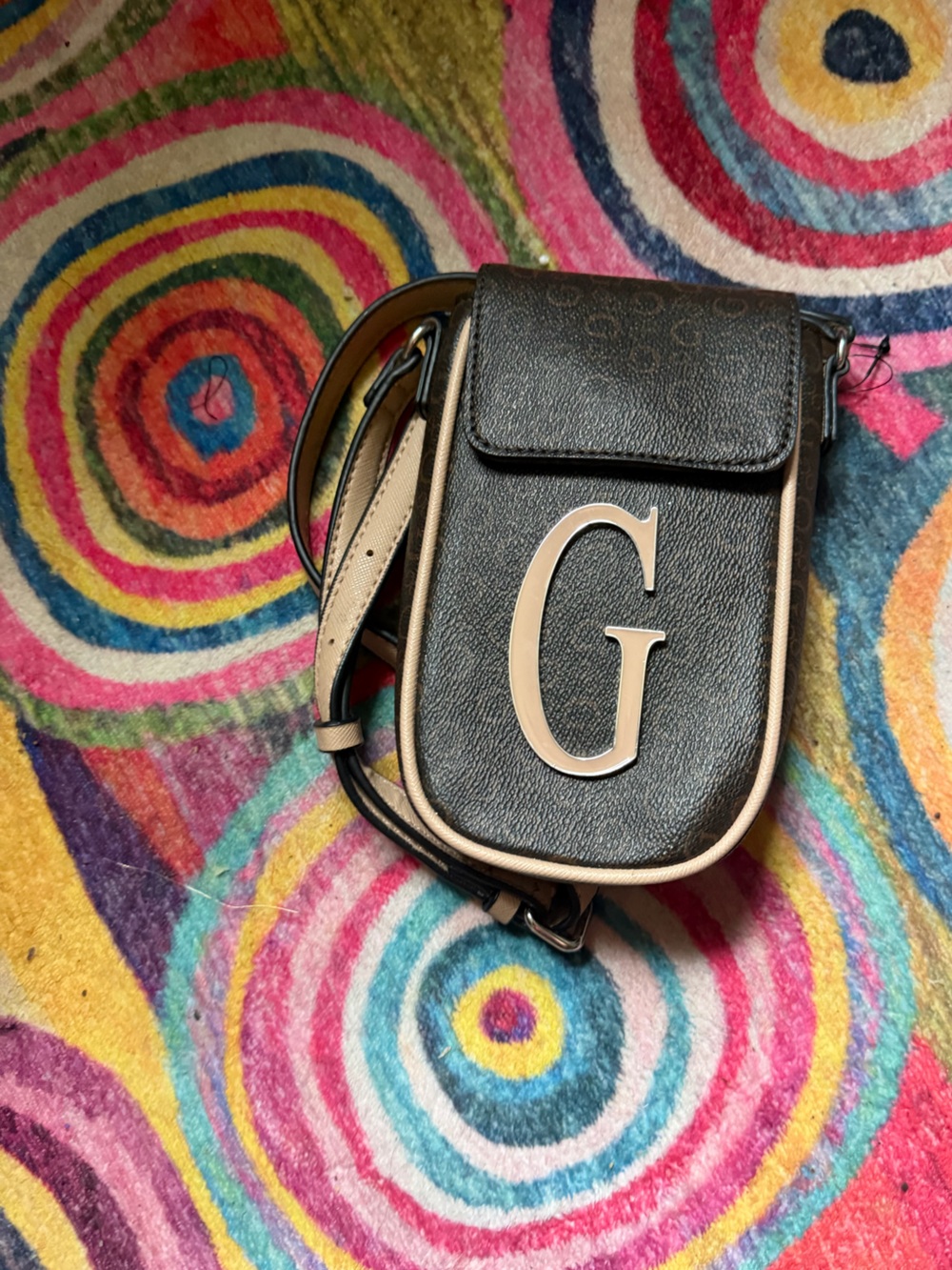 Guess Black Mini Crossbody with Beige Trim and Large G